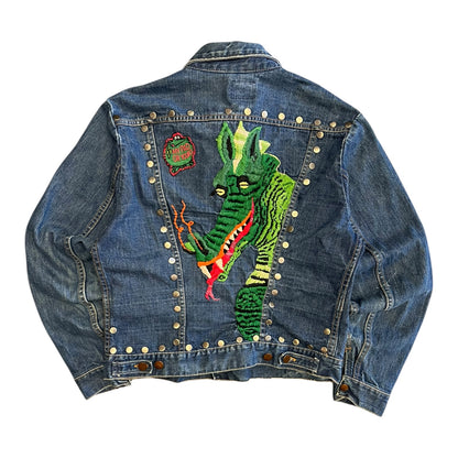 Vintage Wrangler Studded Denim Jacket with Dragon Embroidery
