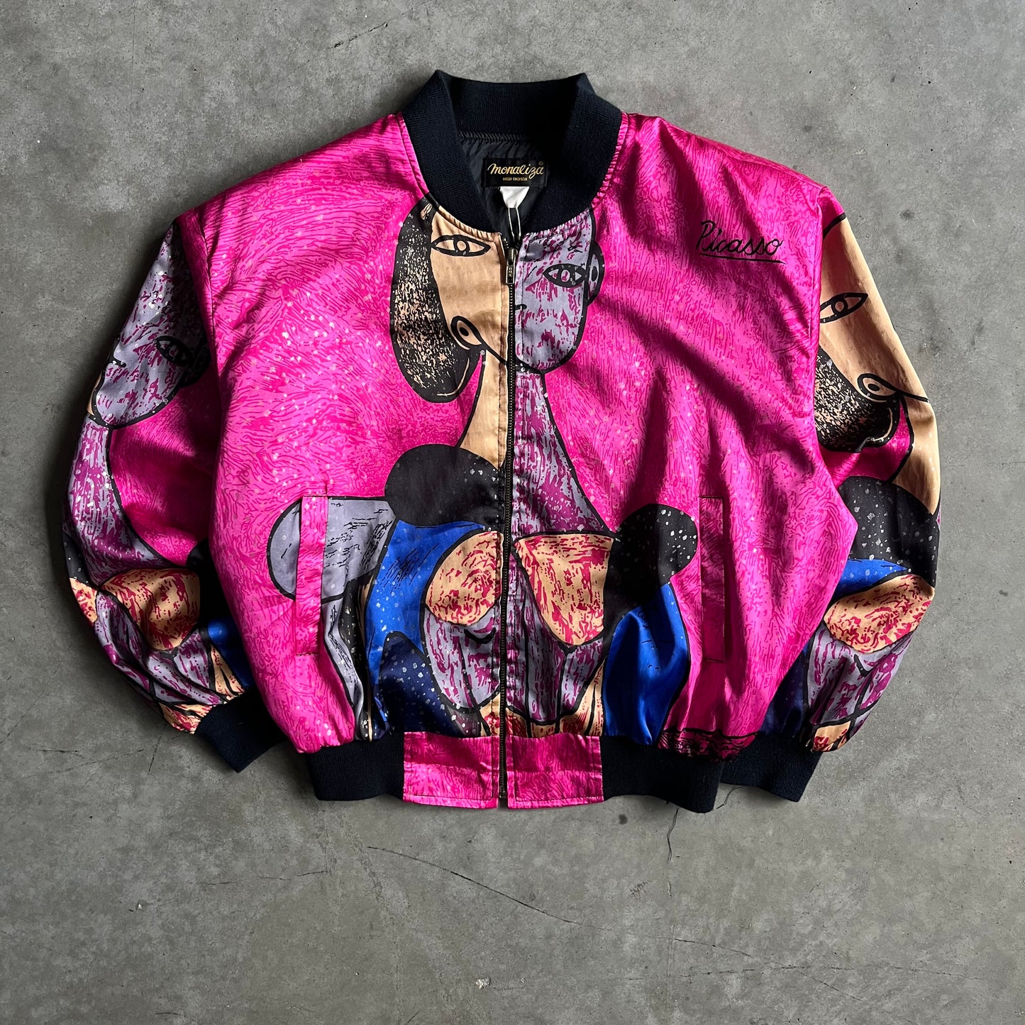Vintage Pablo Picasso Abstract Art Graphic Satin Bomber jacket