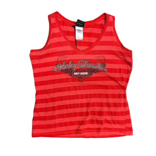 Women’s Y2K Harley Davidson Red Tonal Stripe Tank