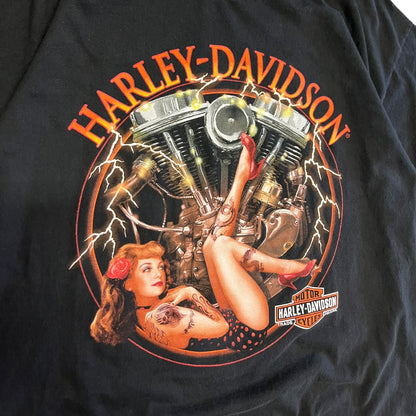 Y2K Harley Davidson Lightning Engine Women Tee