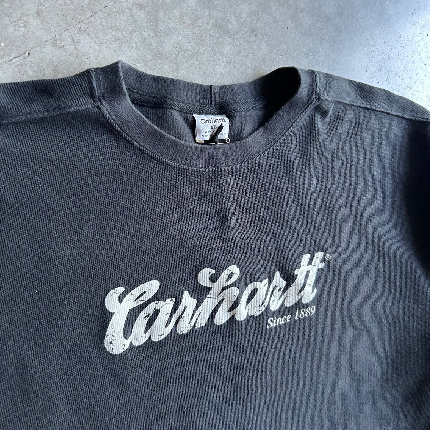 Vintage Carhartt Cursive Waffle Knit Sweatshirt