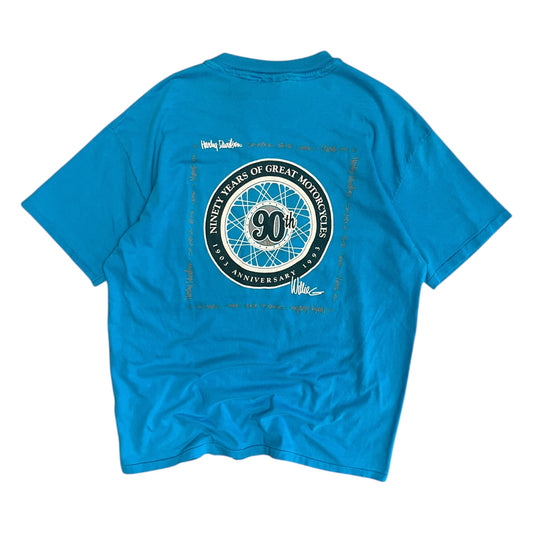 Vintage Harley Davidson 90 Years Blue T Shirt