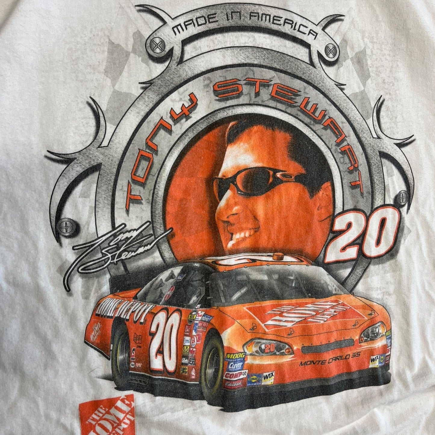 Y2K Tony Stewart Oakley Nascar White Tee