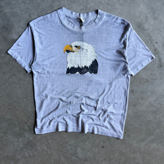 Vintage 1985 Bald Eagle Portrait Gray Slub Tee