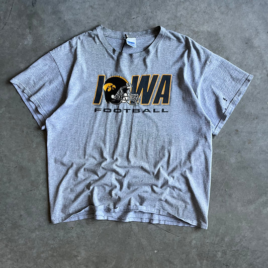 Vintage Iowa Hawkeyes Football Helmet Spell-Out Tee