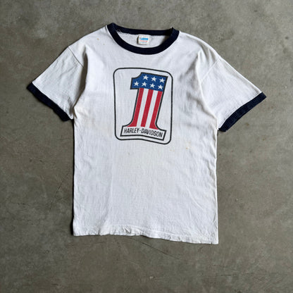 70s Champion Harley Davidson San Diego 1 Logo White Ringer Tee