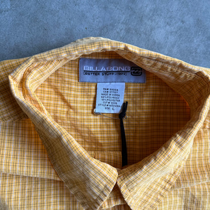 Y2K Billabong Yellow Plaid Button Up Shirt