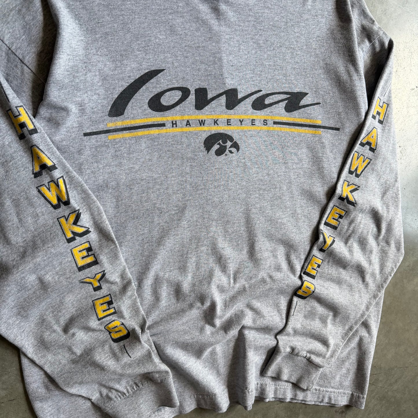 Y2K Iowa Hawkeyes Soft Spell-Out & Logo Gray Longsleeve