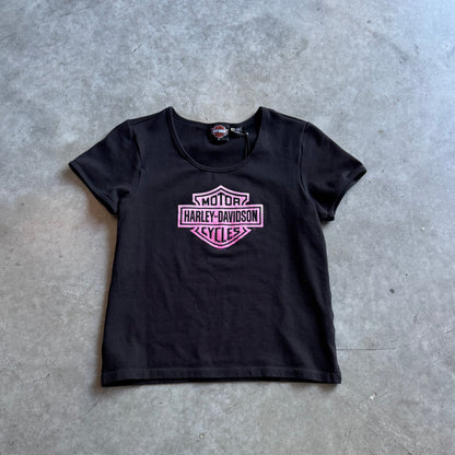 Women’s Y2K Harley Davidson Pink Logo Baby T