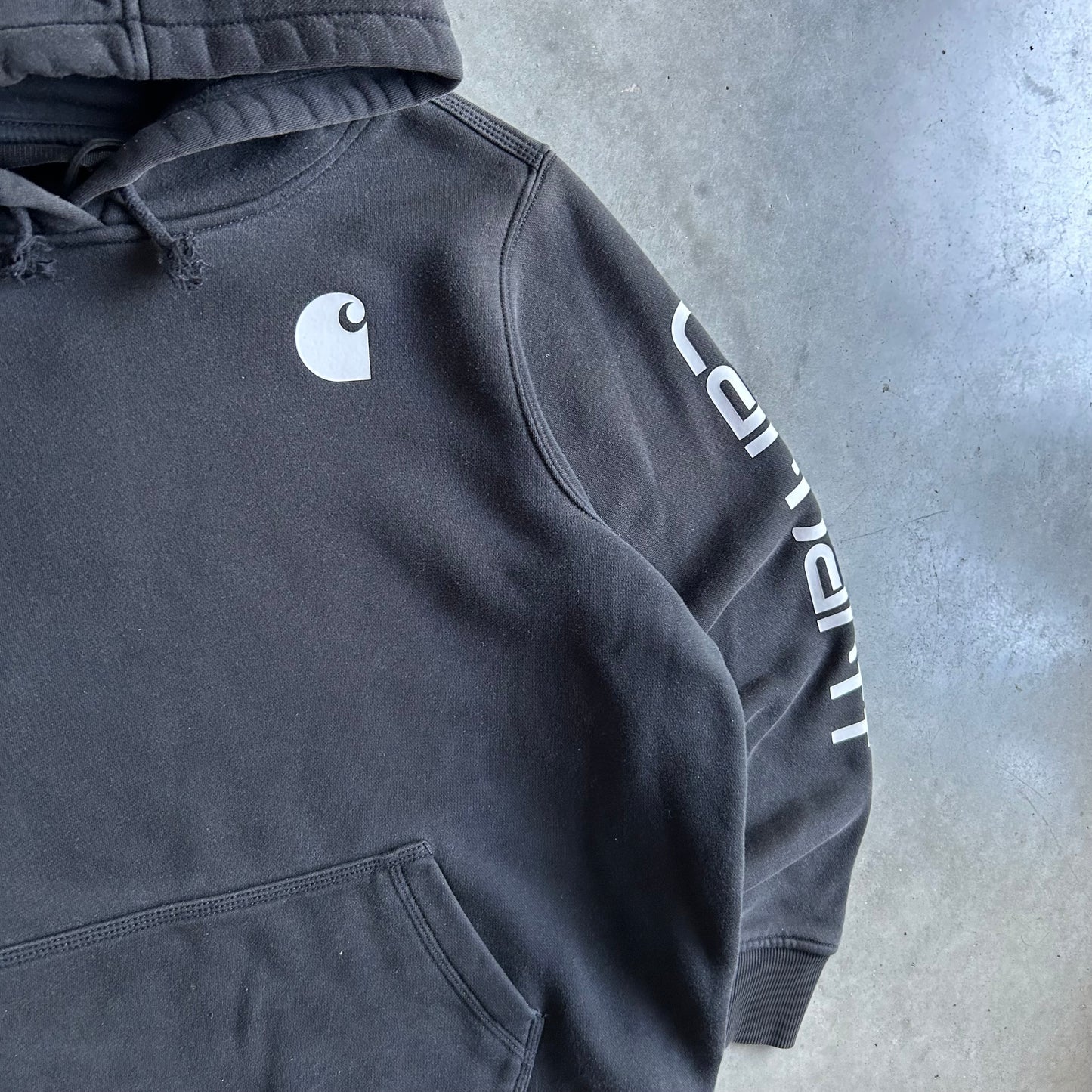 Y2K Carhartt Chest Logo & Sleeve Spell-Out Hoodie