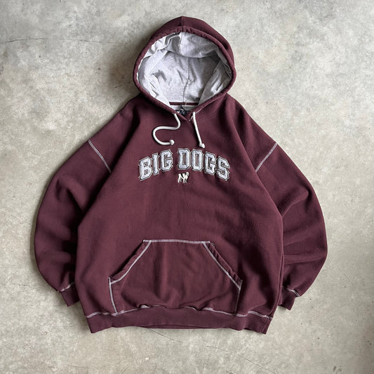 Y2K Big Dogs Spell Out Burgundy Hoodie