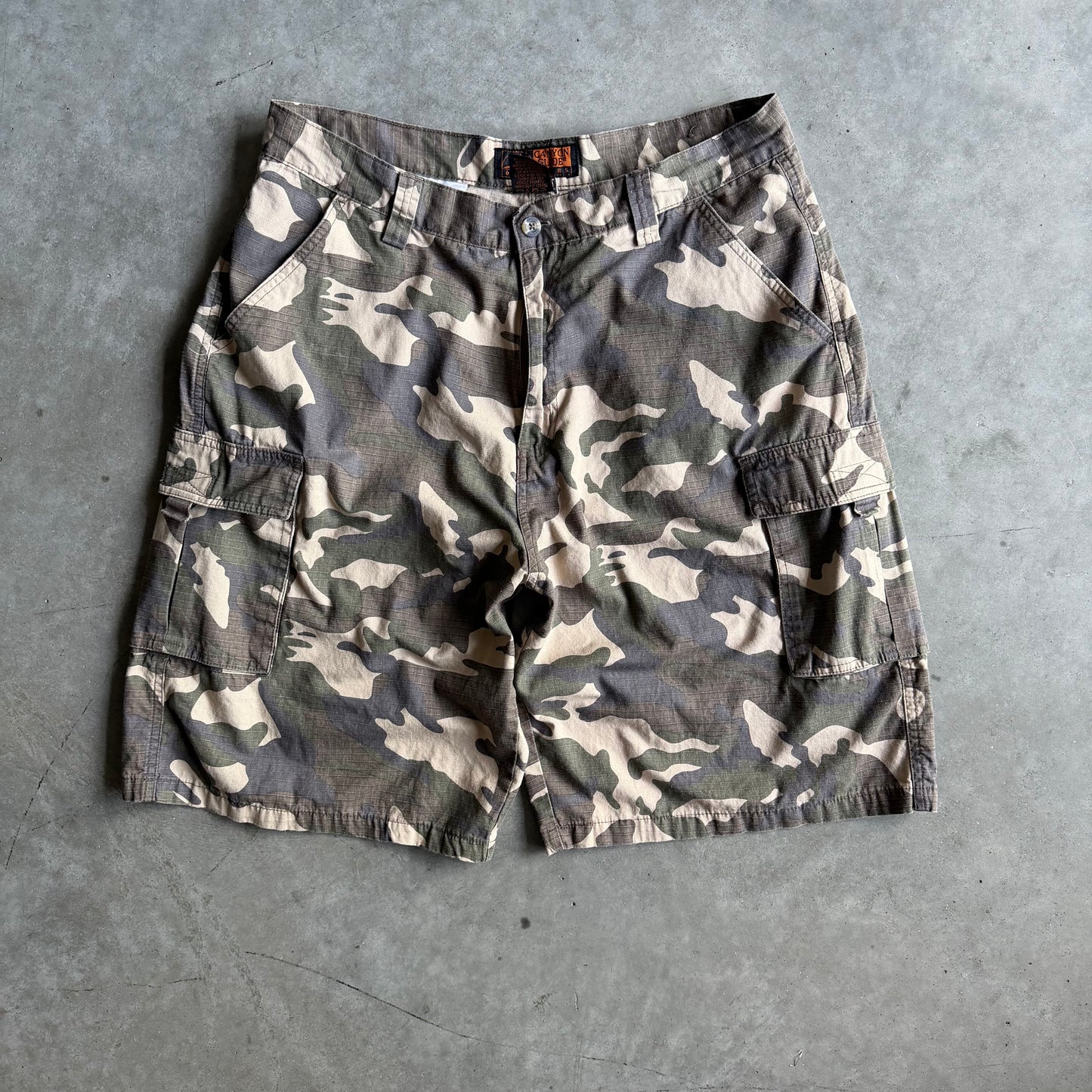 Vintage Canyon Guide Military Camo Cargo Shorts