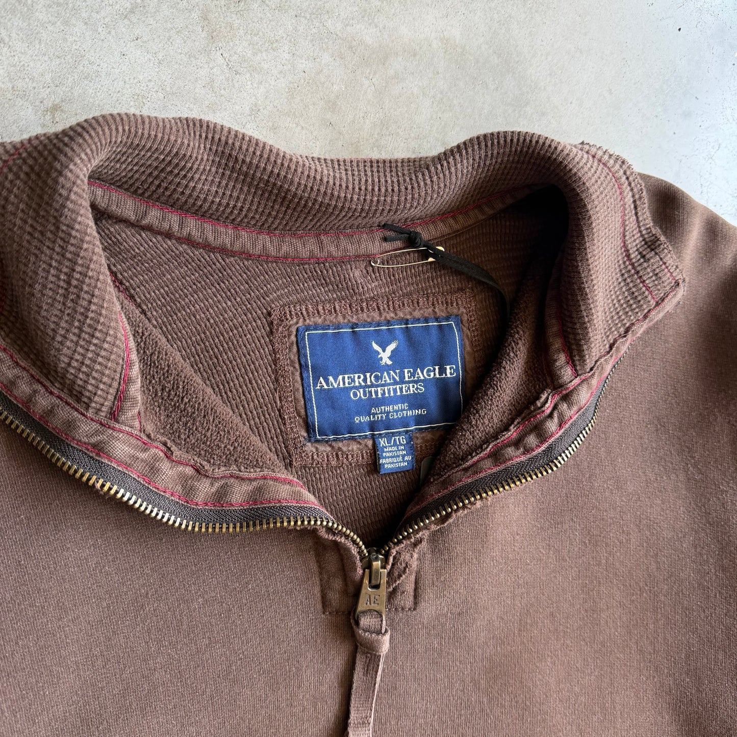 Vintage American Eagle Distressed Brown Quarter-Zip
