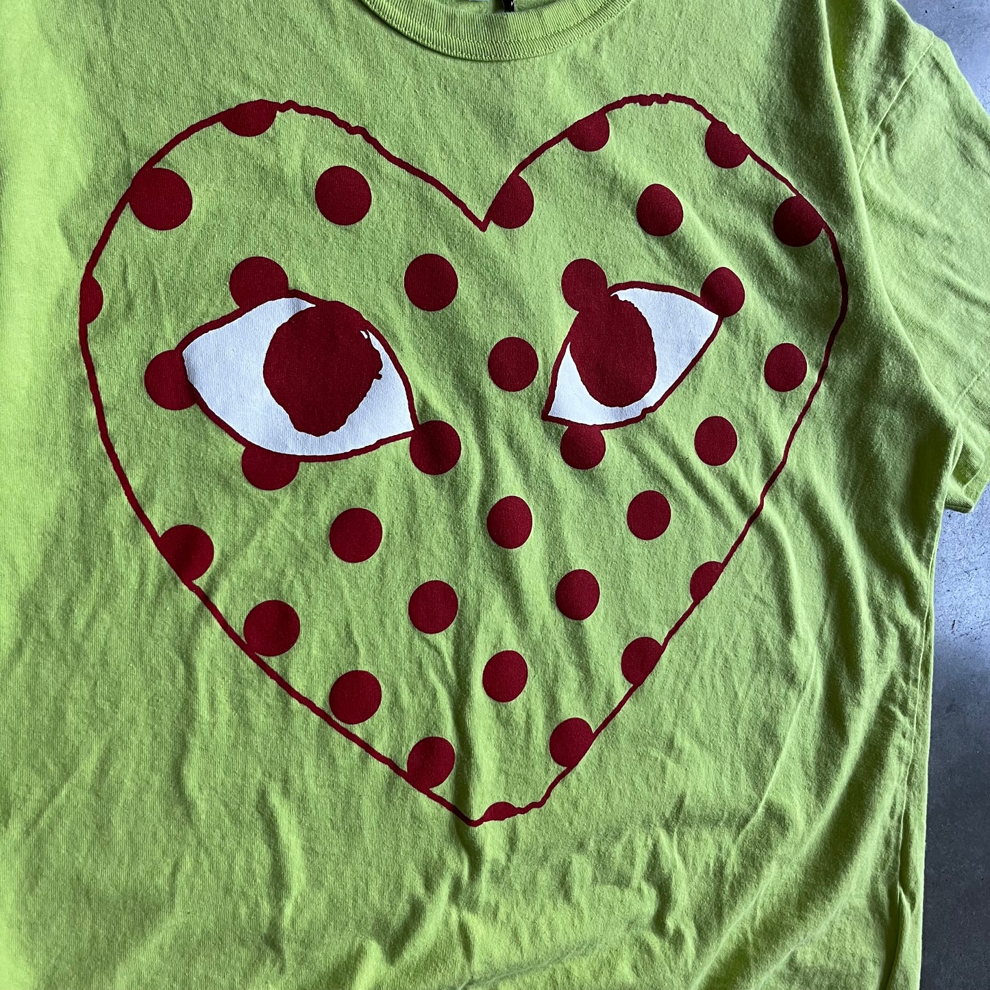CDG PLAY Polka Dot Heart Tee - Green