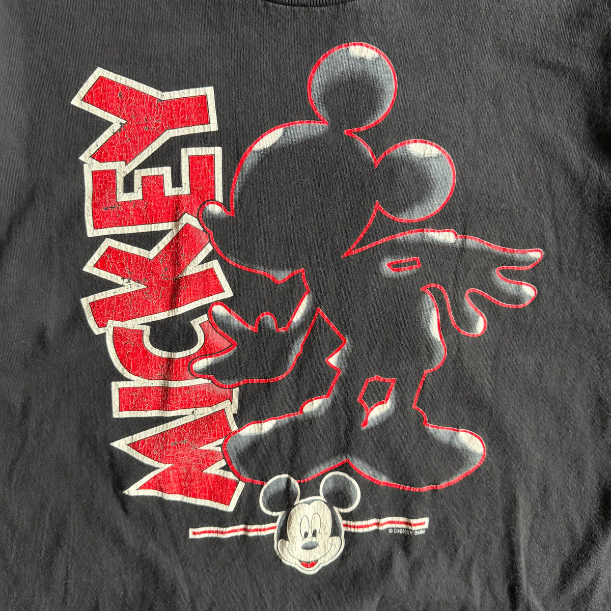 Vintage Mickey Red & Black Shadow Boxy Tee