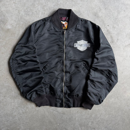 Vintage Harley Davidson Big Back Graphic Nylon Bomber