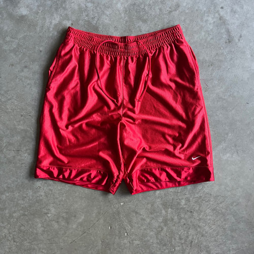 Y2K Red Nike Mini Swoosh Baggy Basketball Shorts W/ Pockets