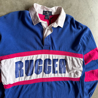 Vintage GANT Rugger Pink/Blue Spell Out Rugby Shirt