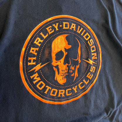 Y2K Harley Davidson Motorcycles Skull Circle Emblem T Shirt