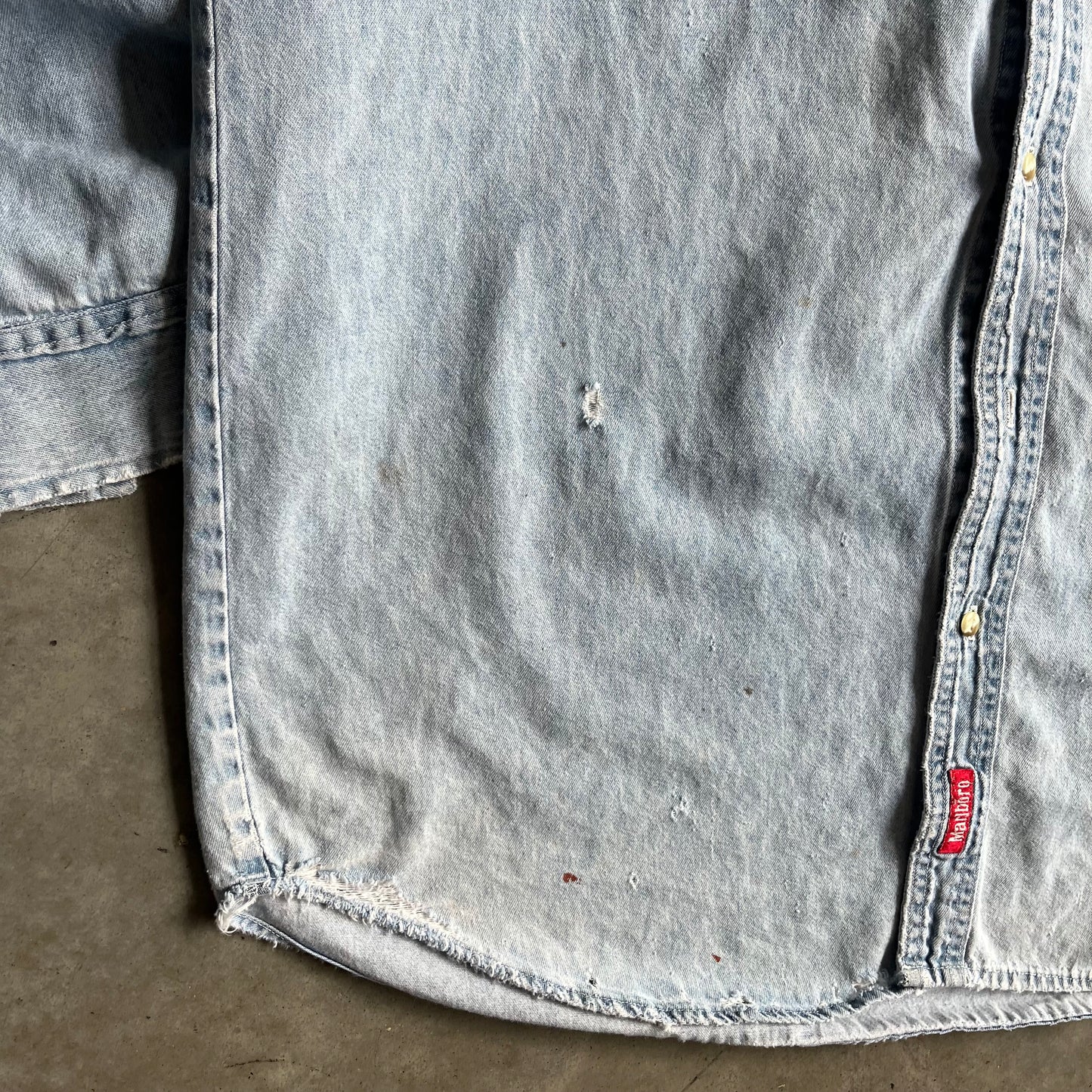 Vintage Marlboro Thrashed Denim Button Up Shirt