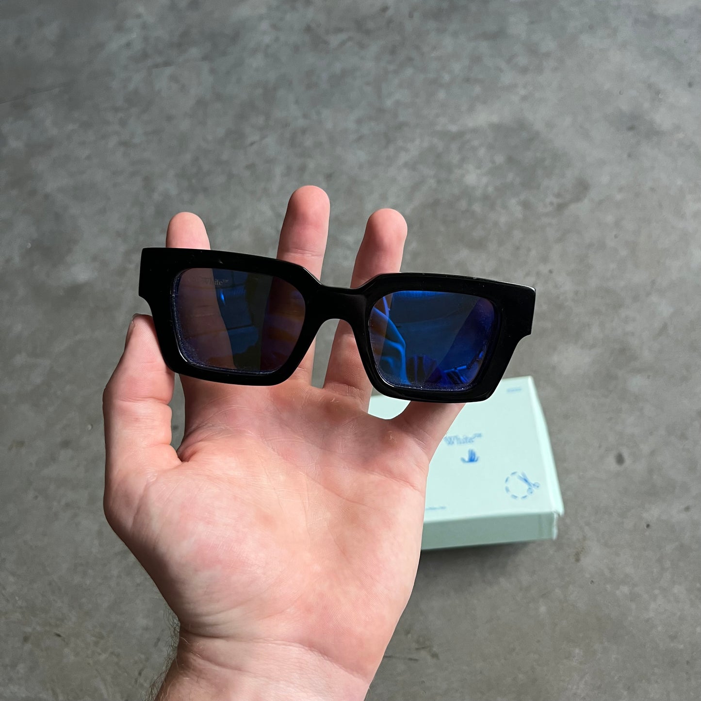Off-White ‘OERI022’ Virgil Sunglasses Black w/ Blue Lens