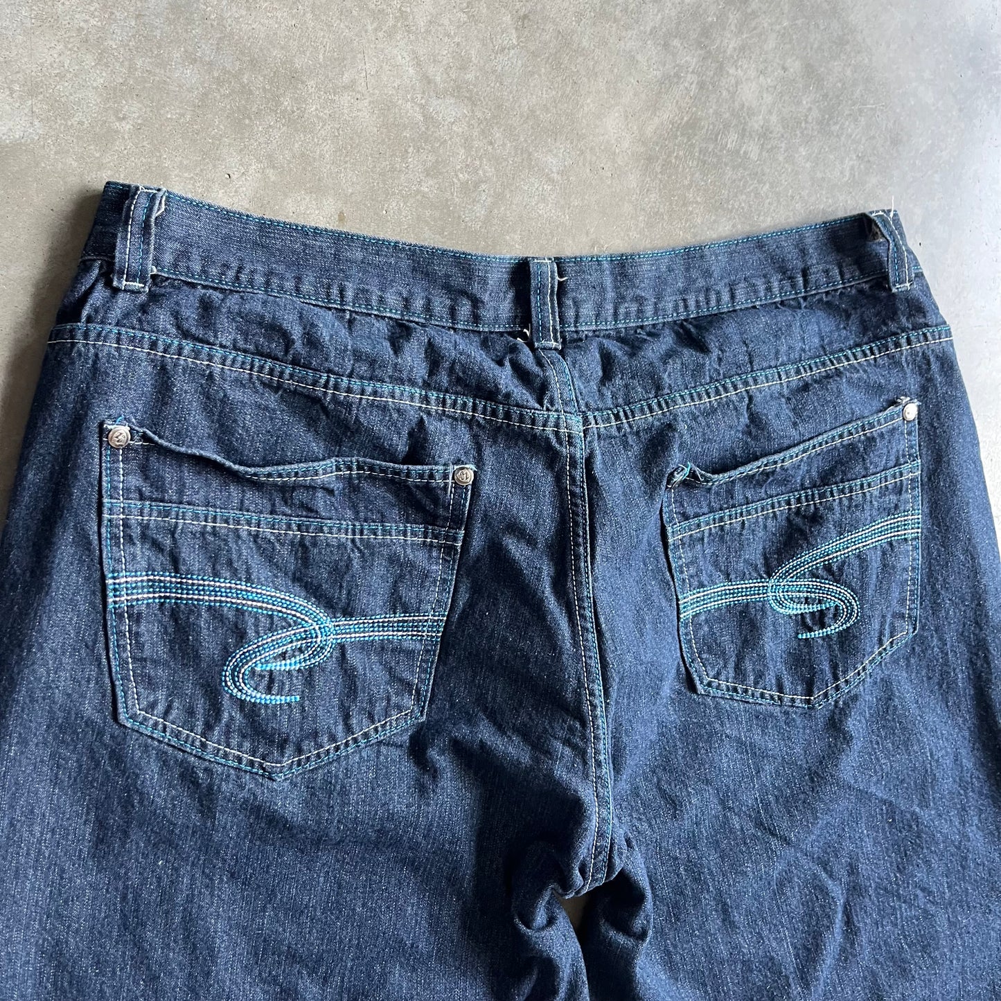 Y2K Jingu Blue Stitch Indigo Jorts