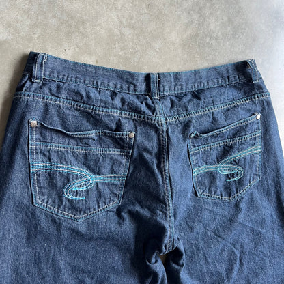 Y2K Jingu Blue Stitch Indigo Jorts