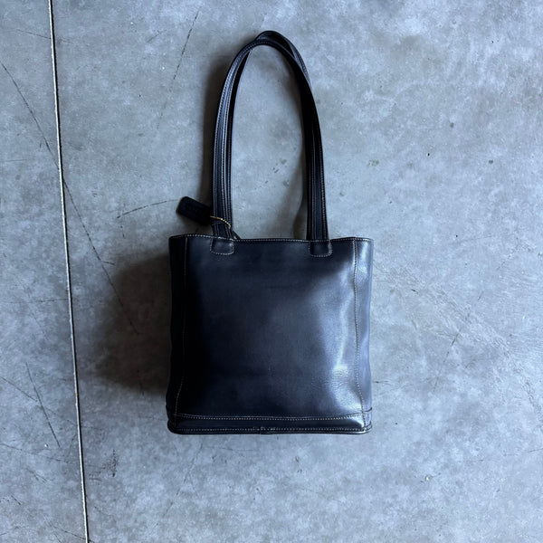 Vintage Coach Black Leather Bleeker Tote Handbag
