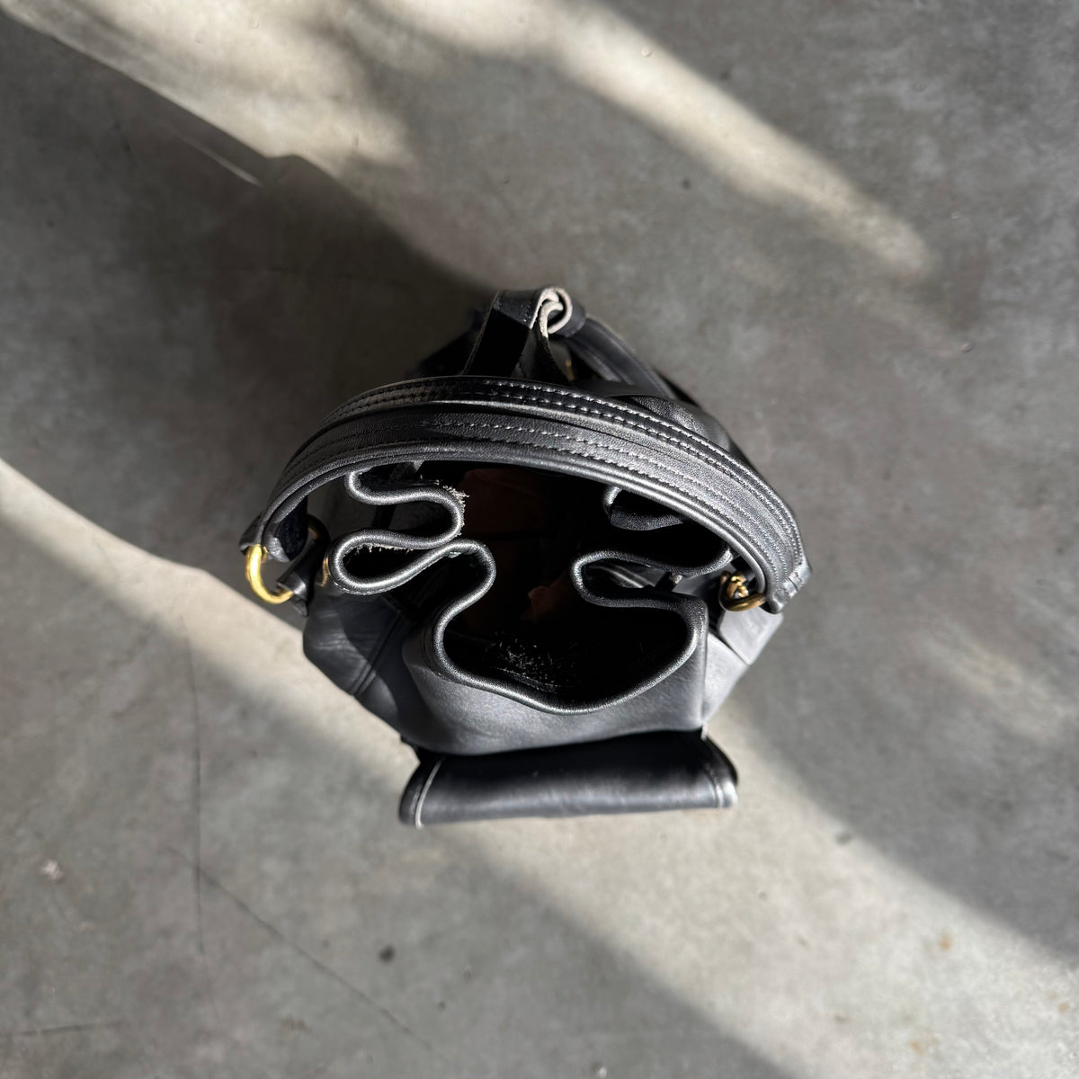 Coach Vintage Black Leather Daypack Sling Bag