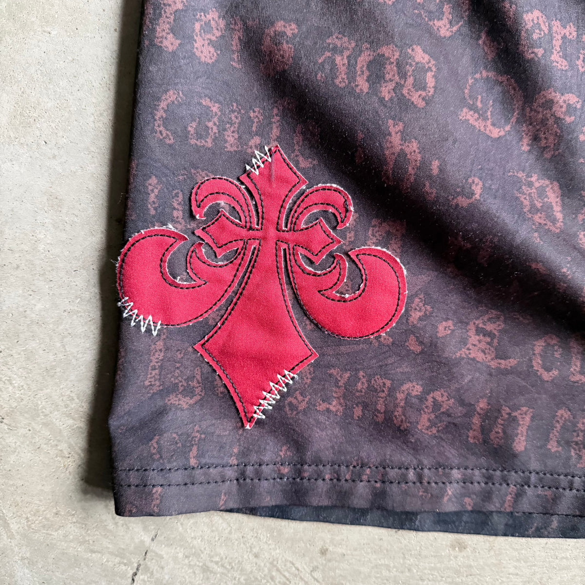 Y2K Affliction Black/Red Skull Graphic Board Shorts