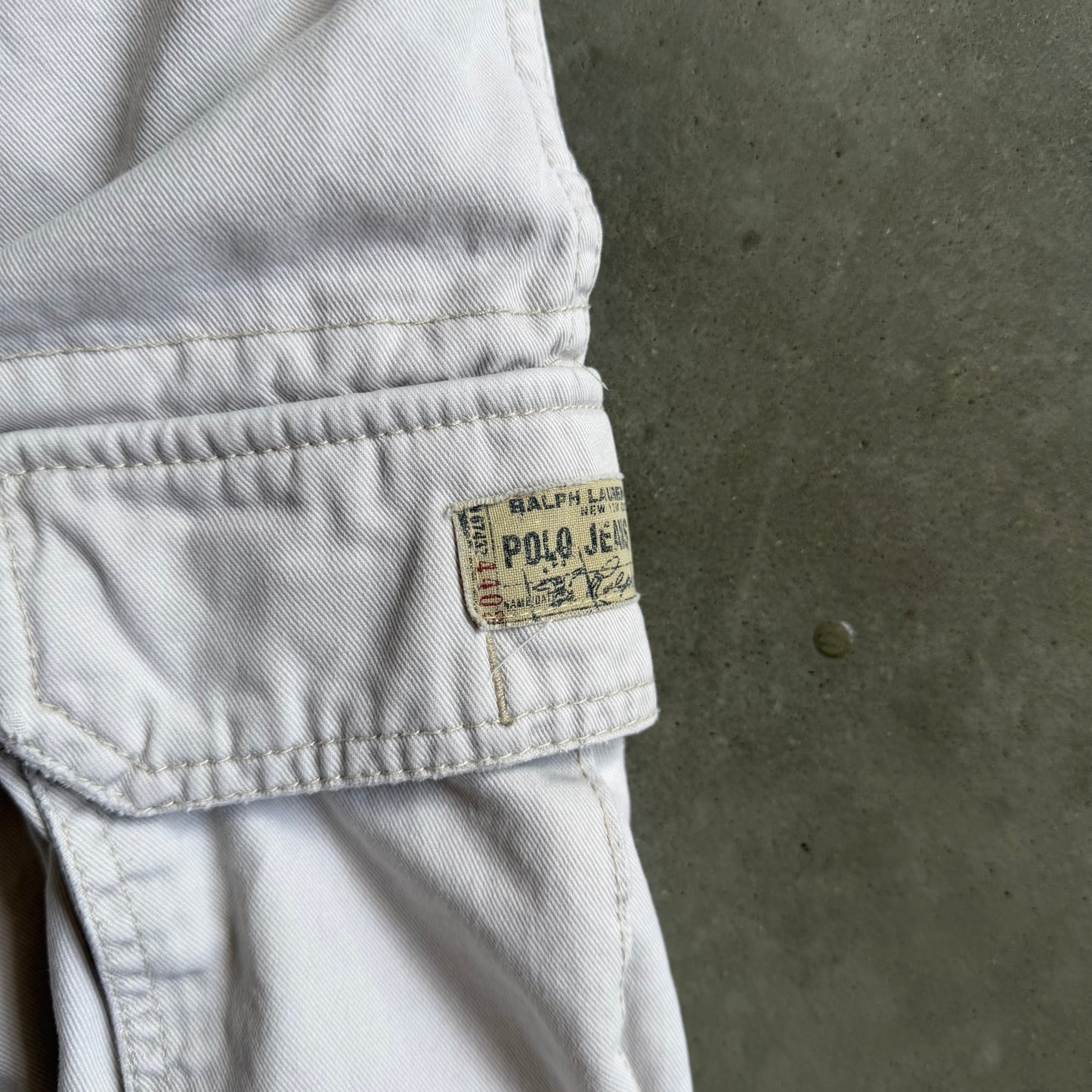 Y2K Polo Jeans Co Off White Baggy Cargo Shorts