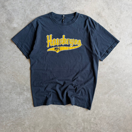 Y2K Iowa Hawkeyes Gold Wordwork Tee