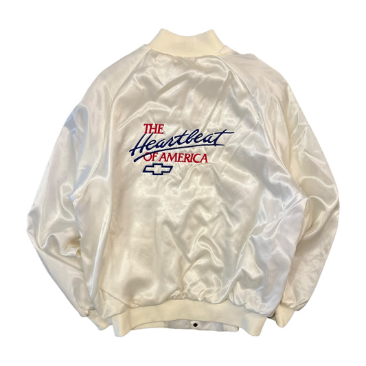 90s Satin White Heartbeat Of American Jacket