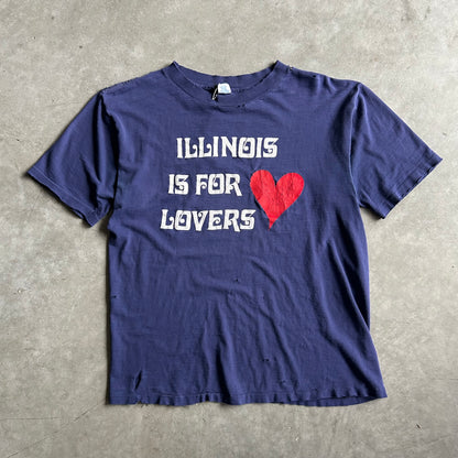 Vintage Thrashed Illinois Is For Lovers Navy T Shirt