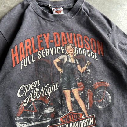 Harley Davidson Full Service Garage Pin Up Girl Tee