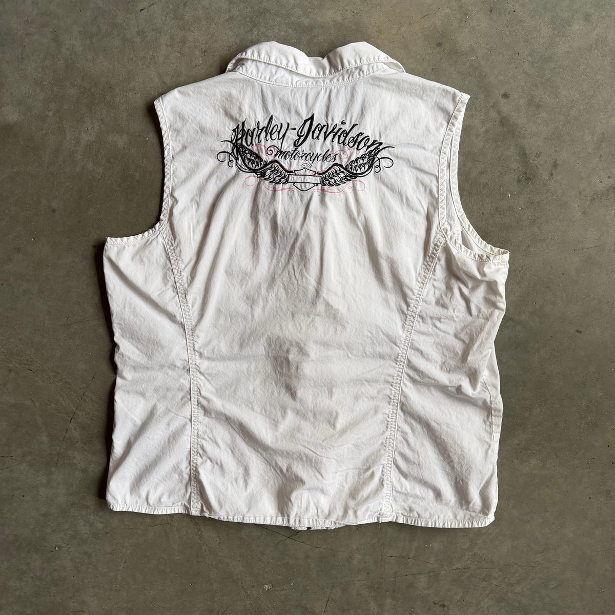 Vintage Women’s Harley Davidson Logo Embroidered Canvas Vest