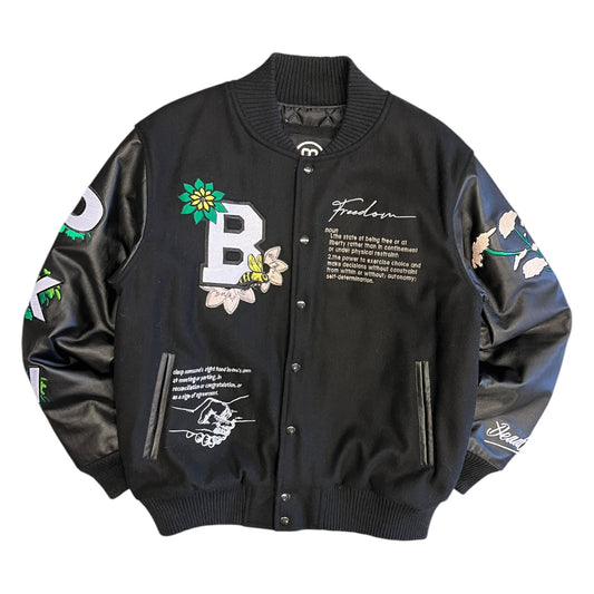 B Well Freedom Leather Wool Varsity Jacket