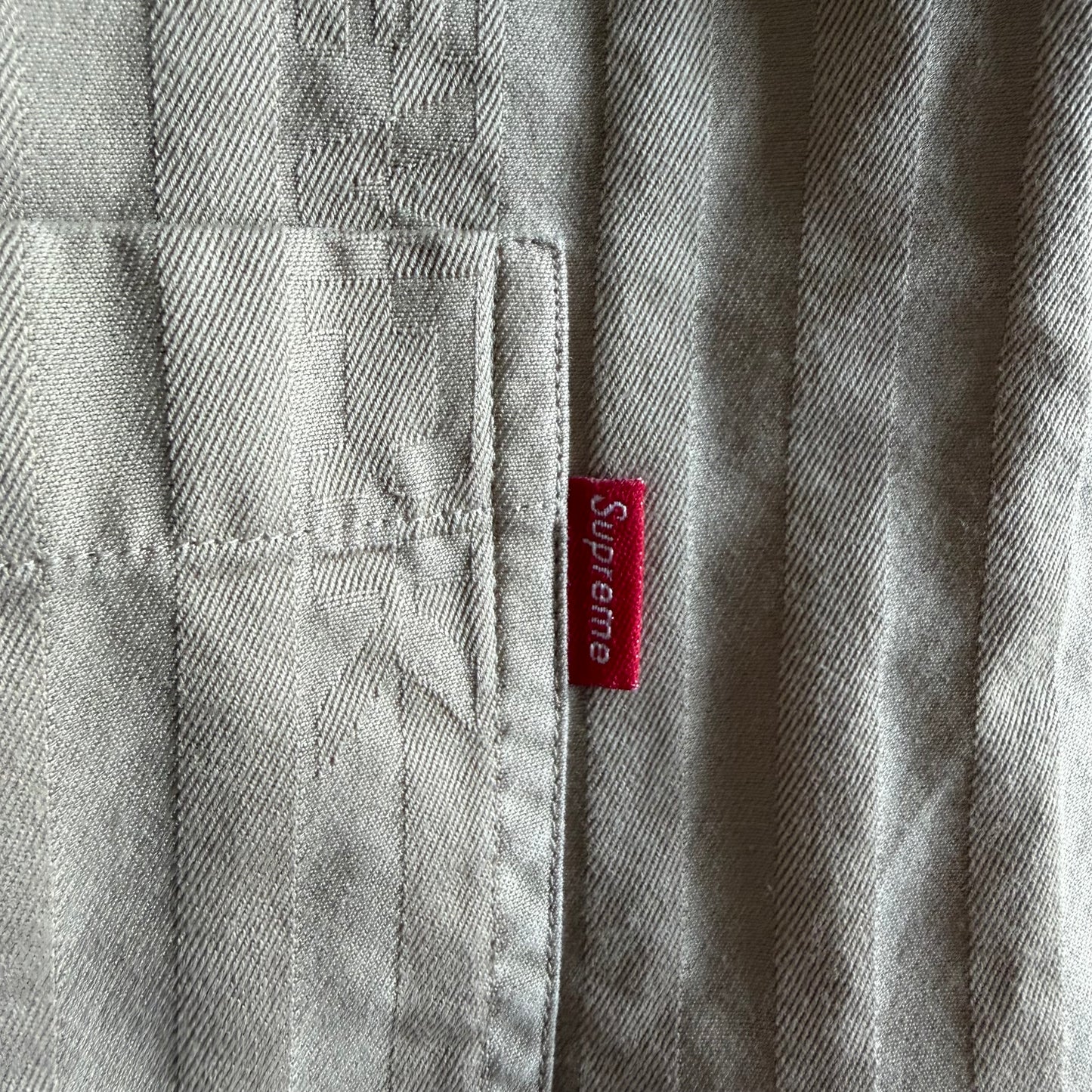 FW20 Supreme Jacquard Stripe Twill Button Up Shirt - Tan