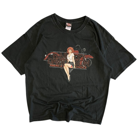 Y2K Harley Davidson Red Hair Motorcycle Women Tee