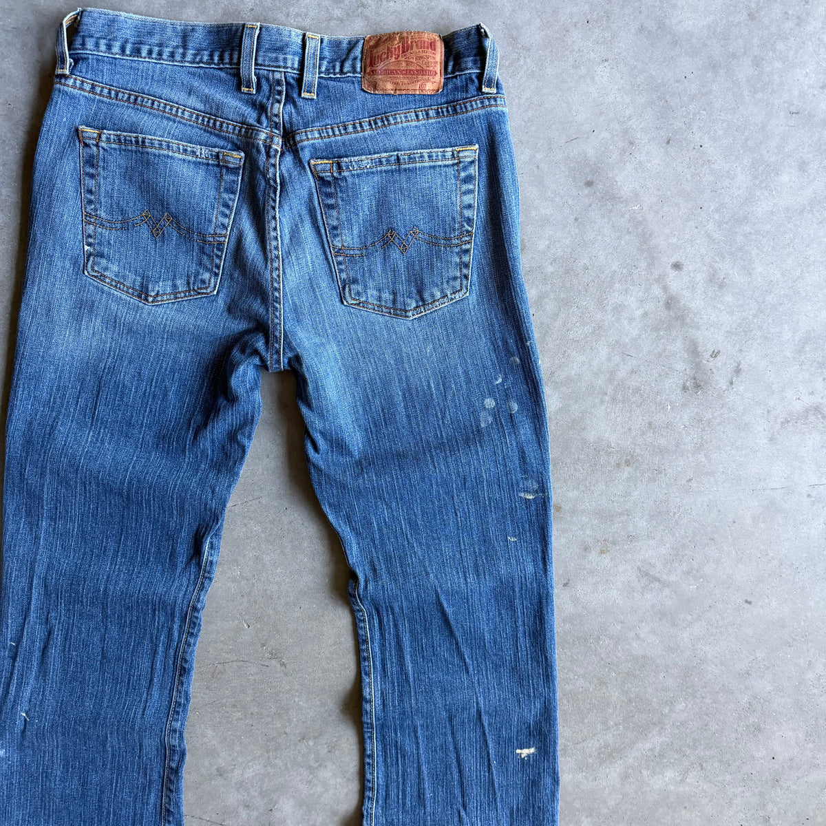 Vintage Lucky Brand Paint Splatter Bootcut Blue Jeans