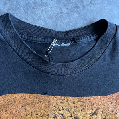 Vintage Thrashed Safety Pin Repair Wes Benscoter Skeleton Art Tee