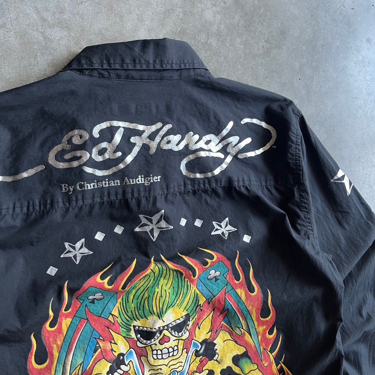 Y2K Ed Hardy Christian Audigier Crunk Rock Tattoo Button Up