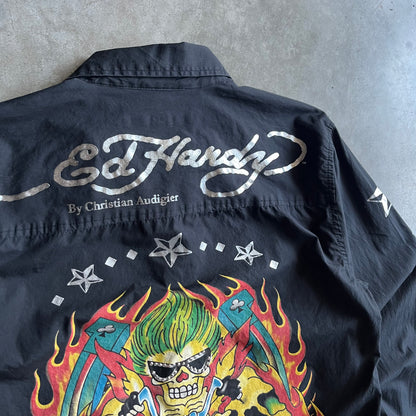 Y2K Ed Hardy Christian Audigier Crunk Rock Tattoo Button Up