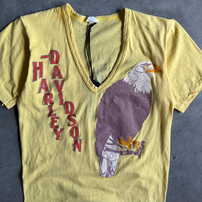 Vintage 80s Harley Davidson Deep V Eagle Yellow Sturgis T Shirt