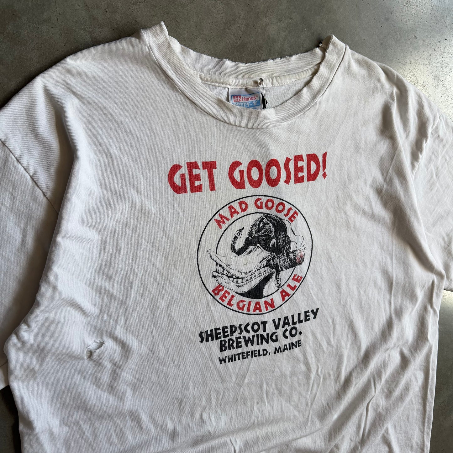 Vintage “Get Goosed!” Distressed Mad Goose Belgian Ale Tee