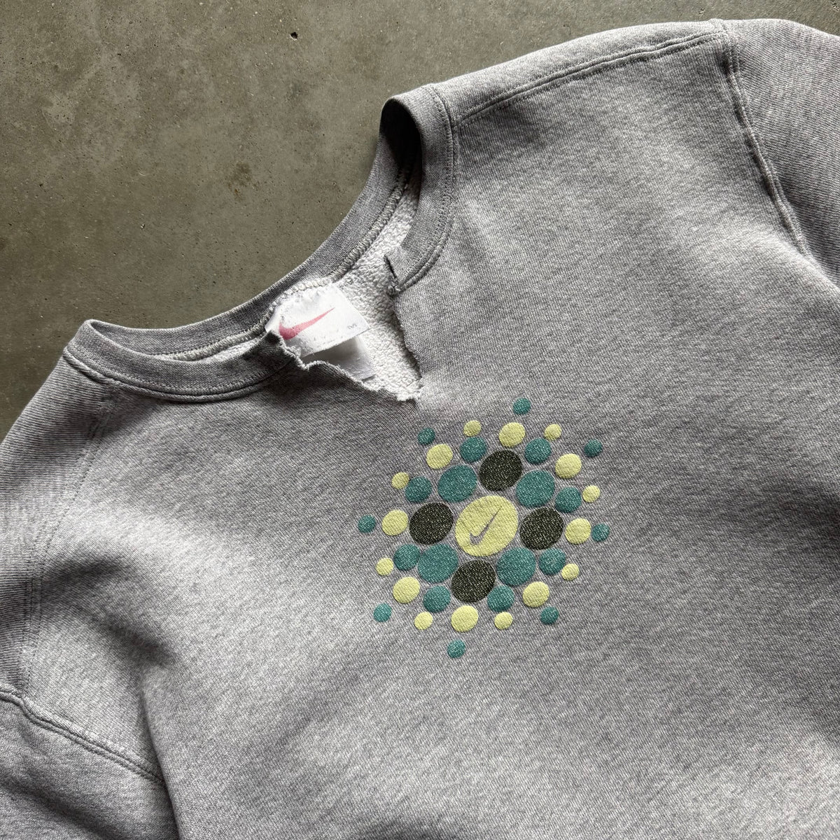 Women’s Vintage Nike Heather Grey Thrashed Graphic Crewneck