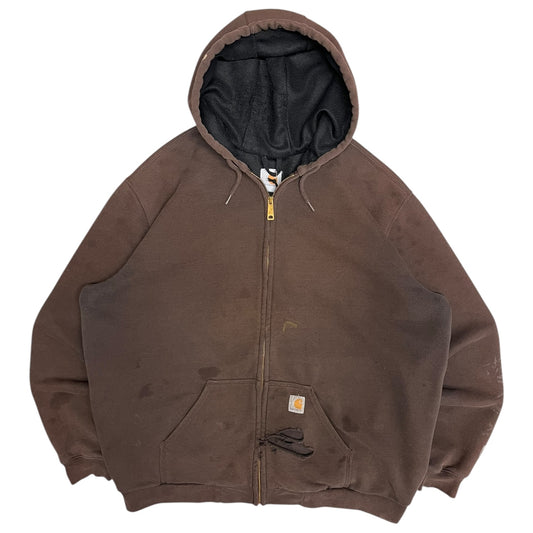 Carhartt Brown Thermal Lined Zip Up Hoodie Thrashed