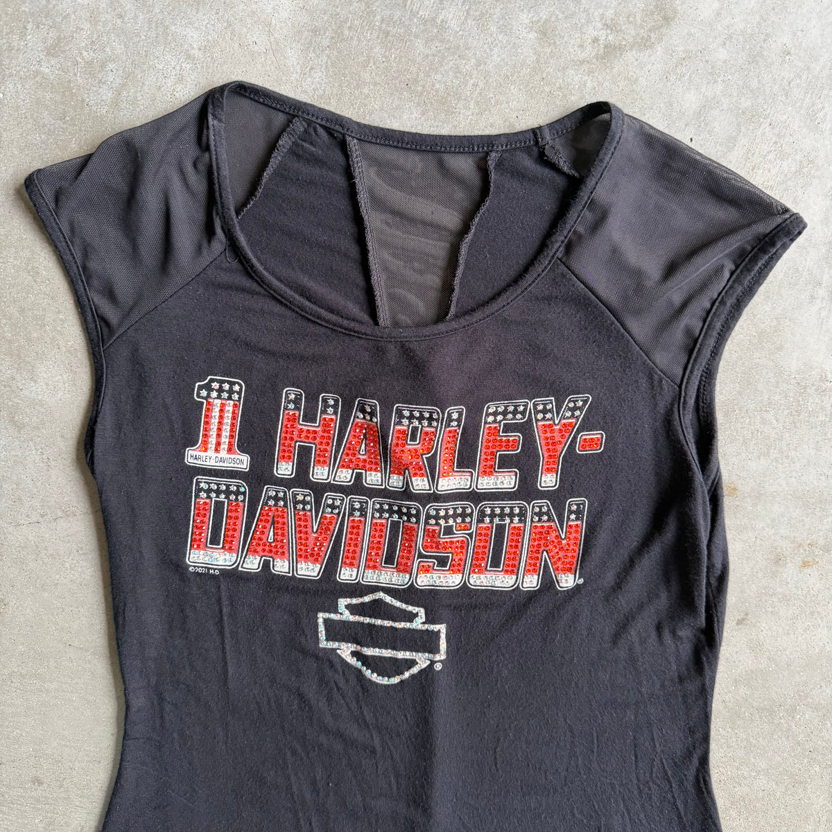 Women’s Harley Davidson Black Bling Spellout Tank