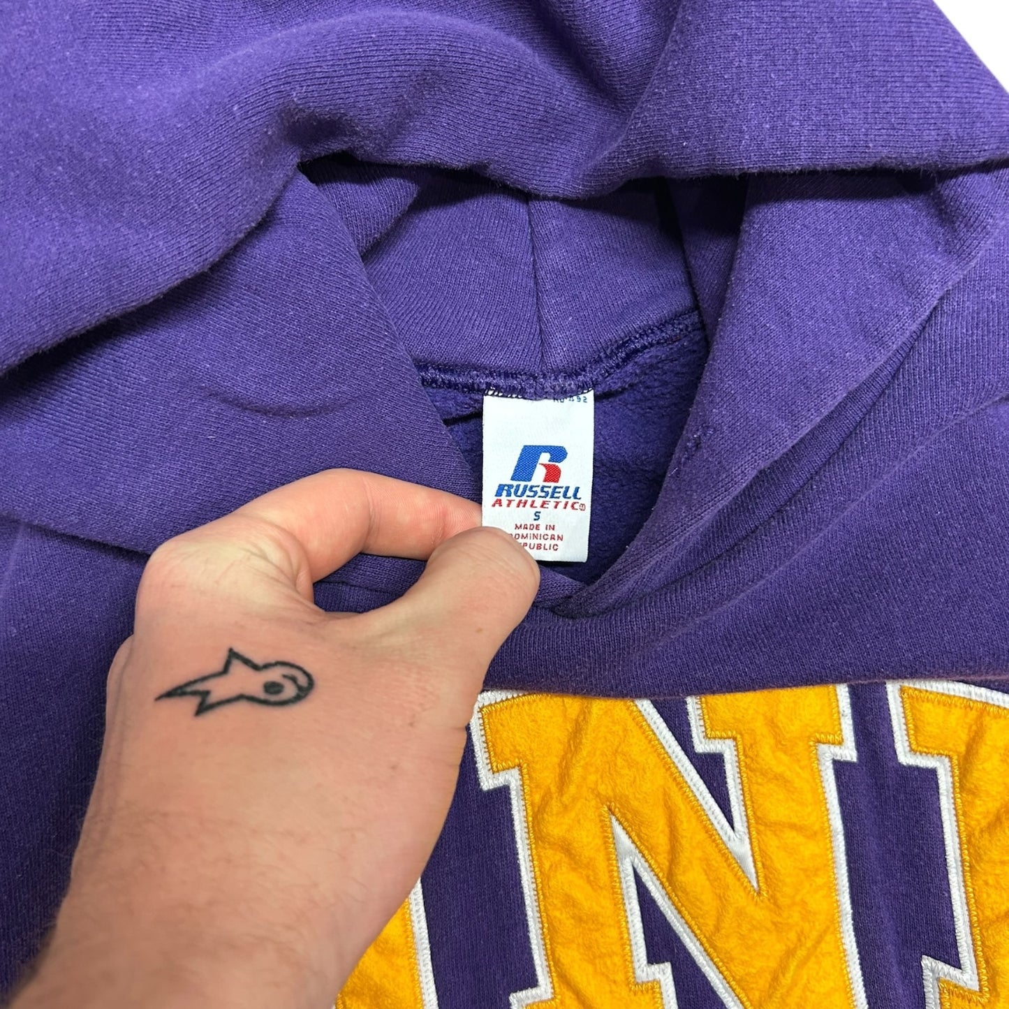 Y2K UNI Panthers Russell Purple Big Letters Hoodie
