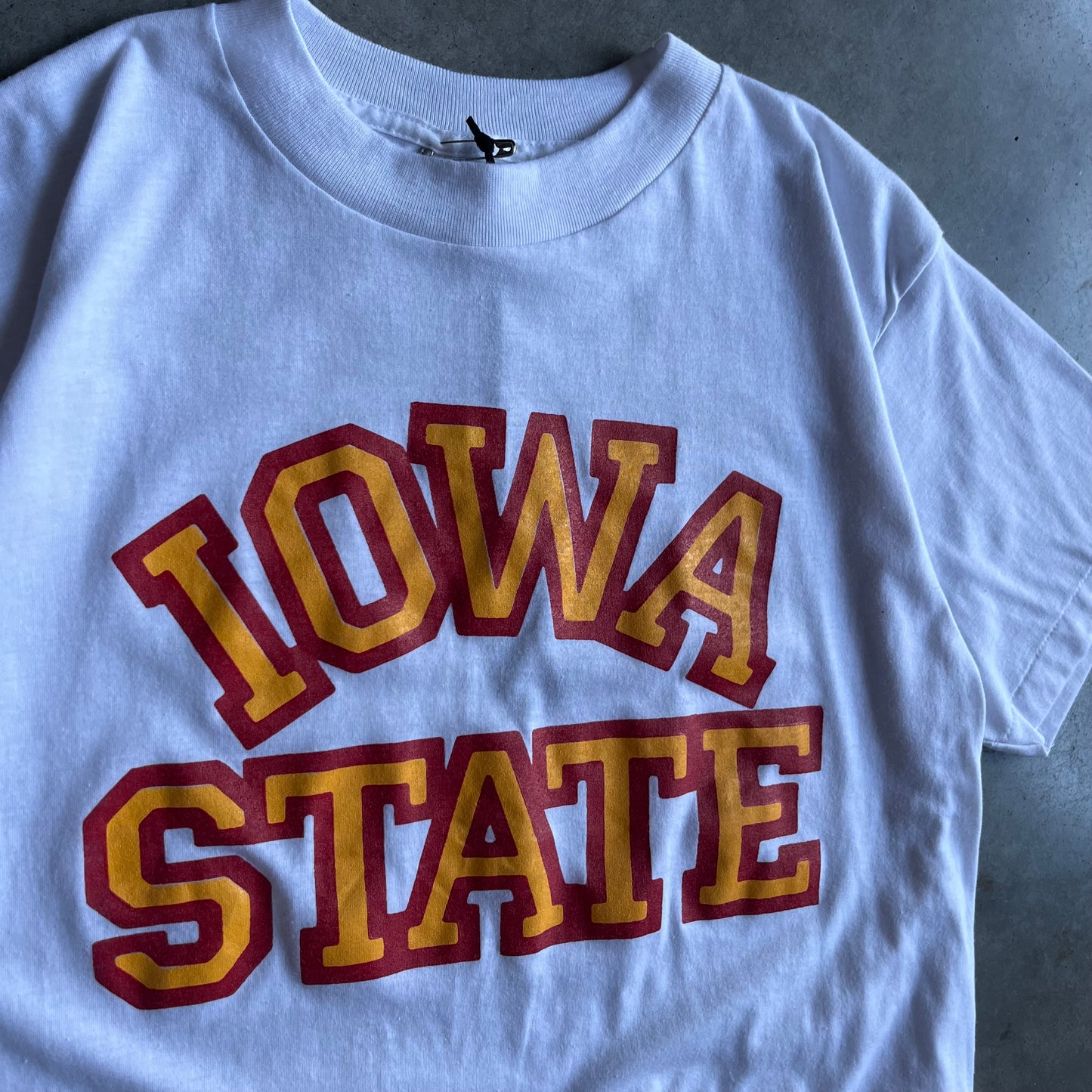 Vintage Iowa State Blocky Spell-Out White Tee